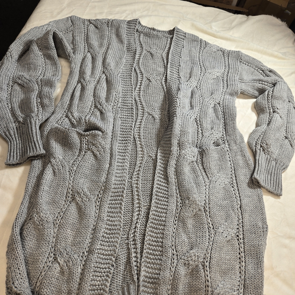 Gray Cable Knit Women's Sweater
